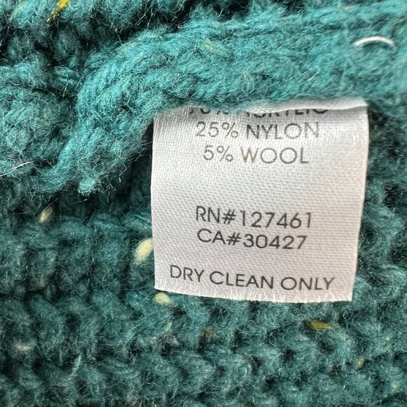 WILDFOX Pattie Green Sweater Chunky Knit V-Neck Hood Raglan Sleeve Size Large L - Picture 10 of 10